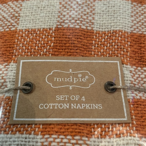 Mud Pie Orange Plaid Napkin Set of Four/NWT - Picture 9 of 11